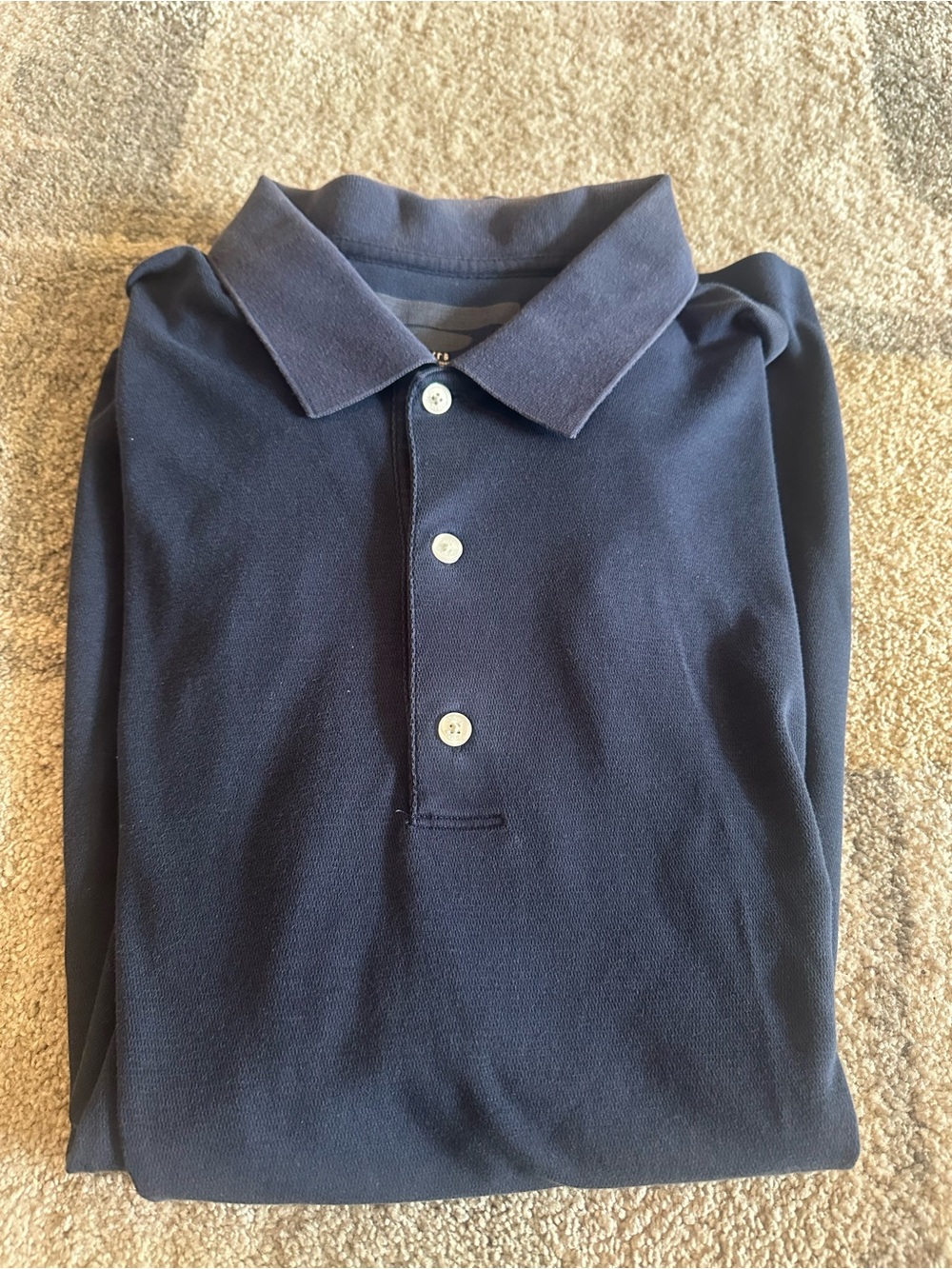 Greg Norman Collection Dark Navy Polo with Logo Button